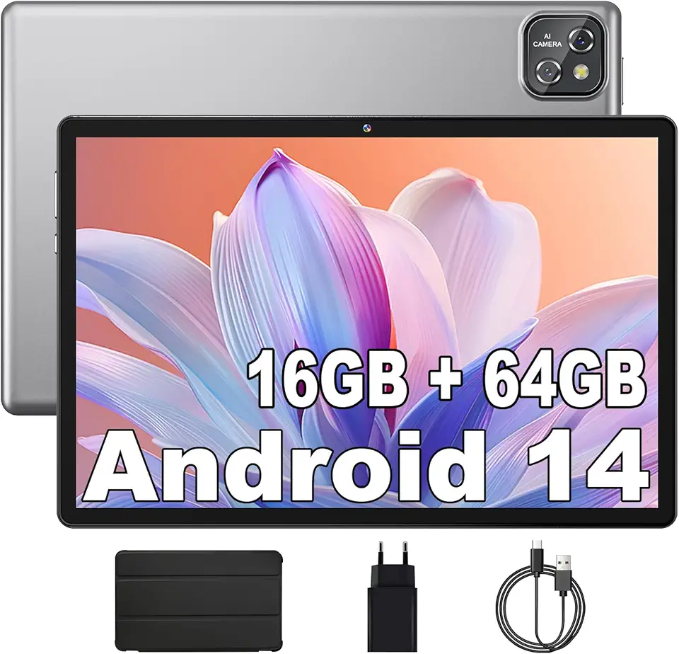 Tablet MARVUE Pad M17, Android 14,Tela de 10.1 Polegadas, Com Capa Protetora, 16GB+64GB Expansível até 1TB, Processador Octa-Core, Wi-Fi, GMS, Câmera Dupla 12MP + 5MP, Tela1280x800