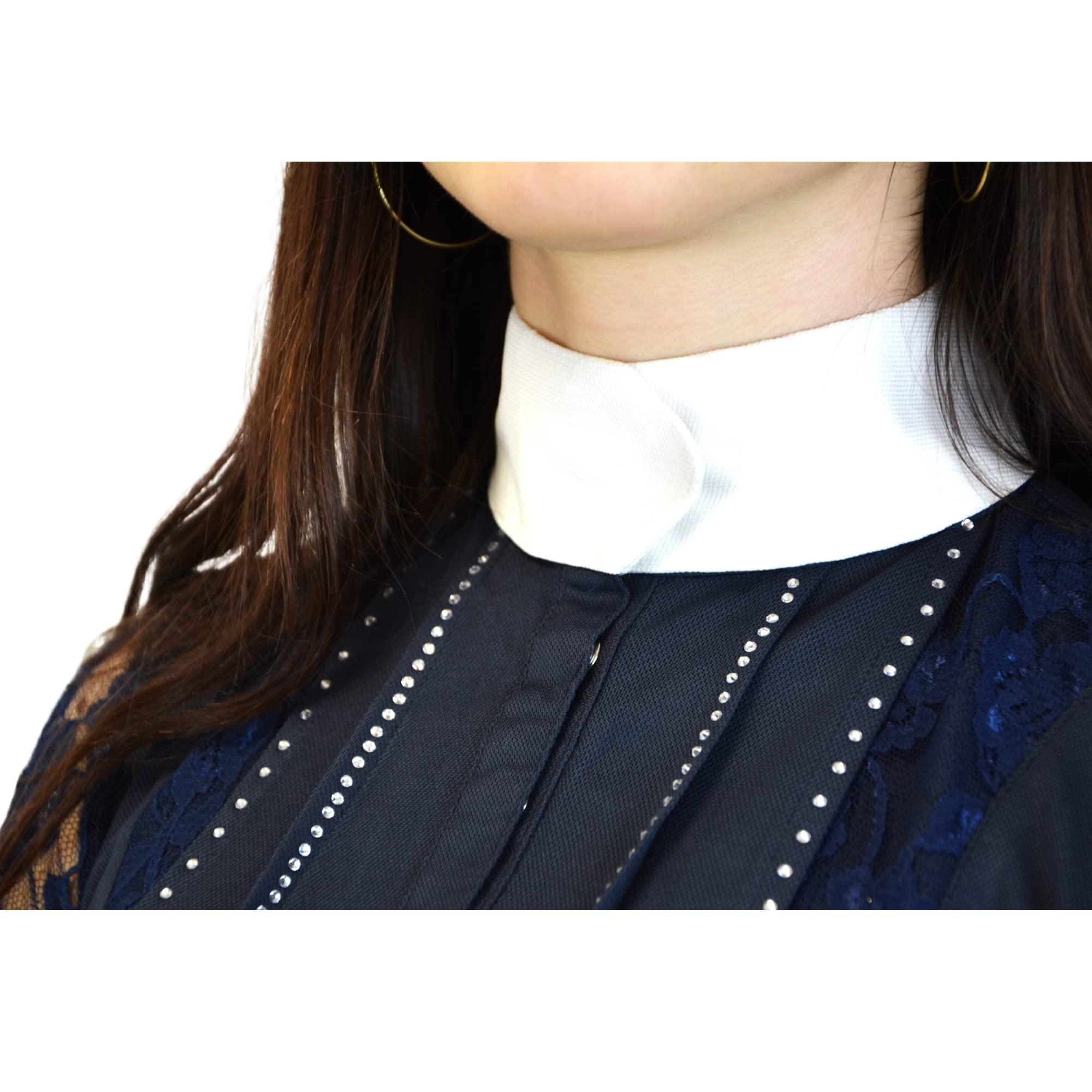 Start Patricia Turniershirt Damen – Kurzarm Reitshirt mit Spitze & Stehkragen – Atmungsaktive Turnierbluse für Reiten & Wettbewerb