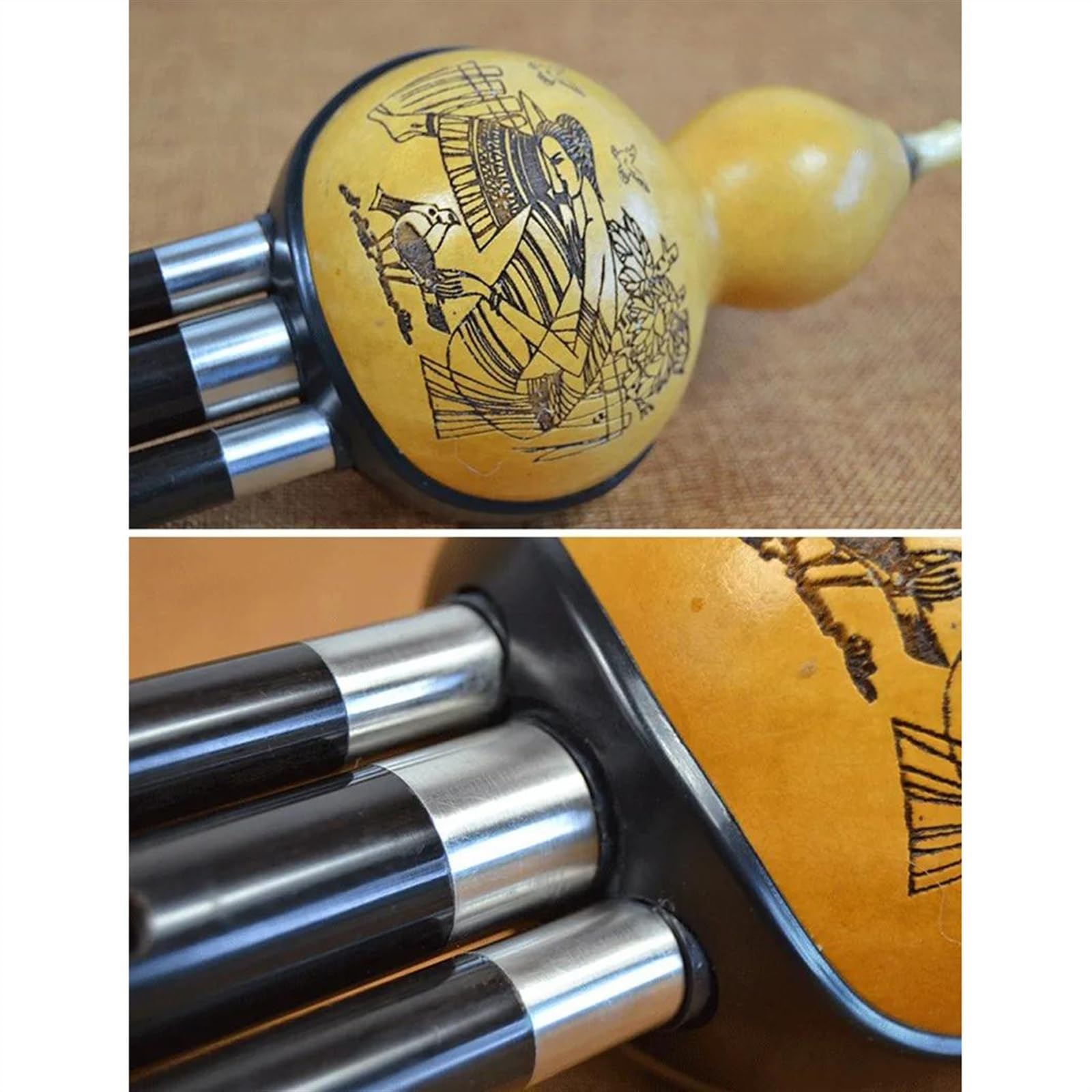 Hulusi Flûte En Ébène Trois Tons Professionnel Instrument Folklorique (C Key)