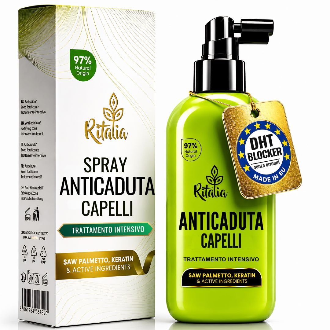 Ritalia Lozione Crescita Capelli | Con Serenoa Repens, Caffeina, Cheratina | Texture leggera, facile assorbimento | Per capelli uomo donna