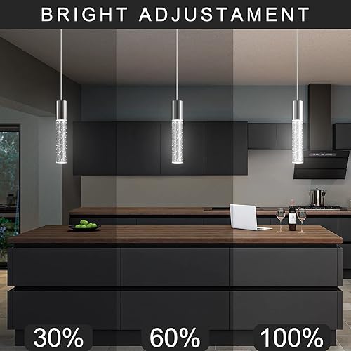 Miniatura 6 de OKELI Lámpara colgante moderna luces LED de cristal de burbujas para isla de cocina mini luces cromadas para isla de cocina comedor dormitorio