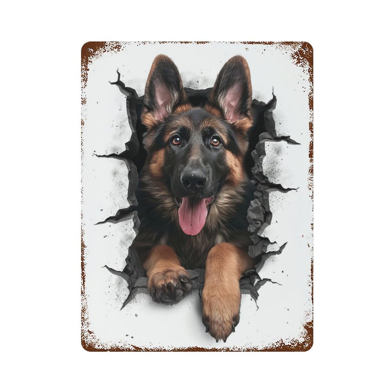 Garage Style German Shepherd Dog Rustic Tin Plaque 15.7"x11.8", Classic Wall Plaque for Bar And Workshop