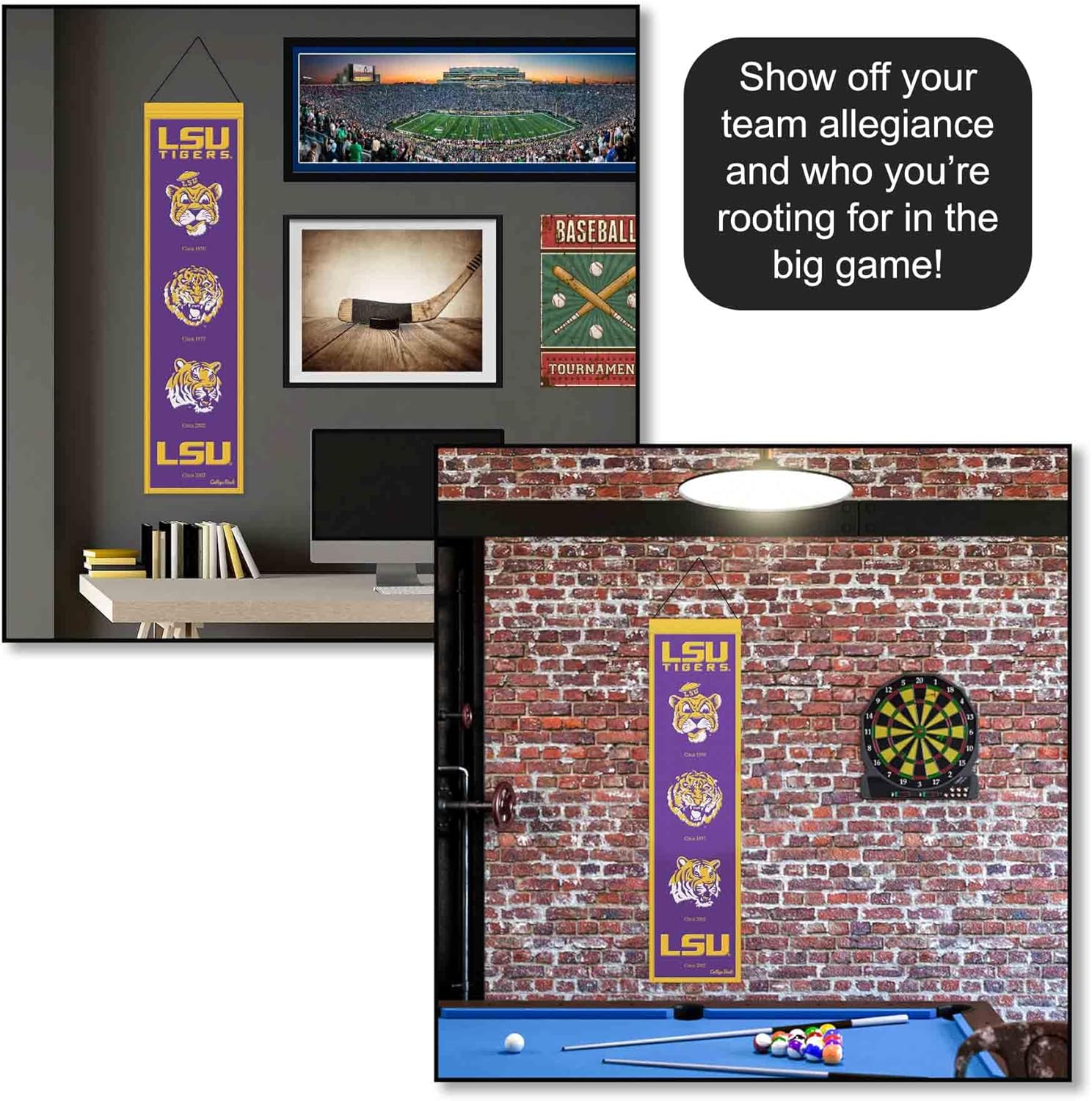 WinCraft Louisiana State Tigers Evolution 8x32 Inch Vertical Wool Embroidered Hanging Banner