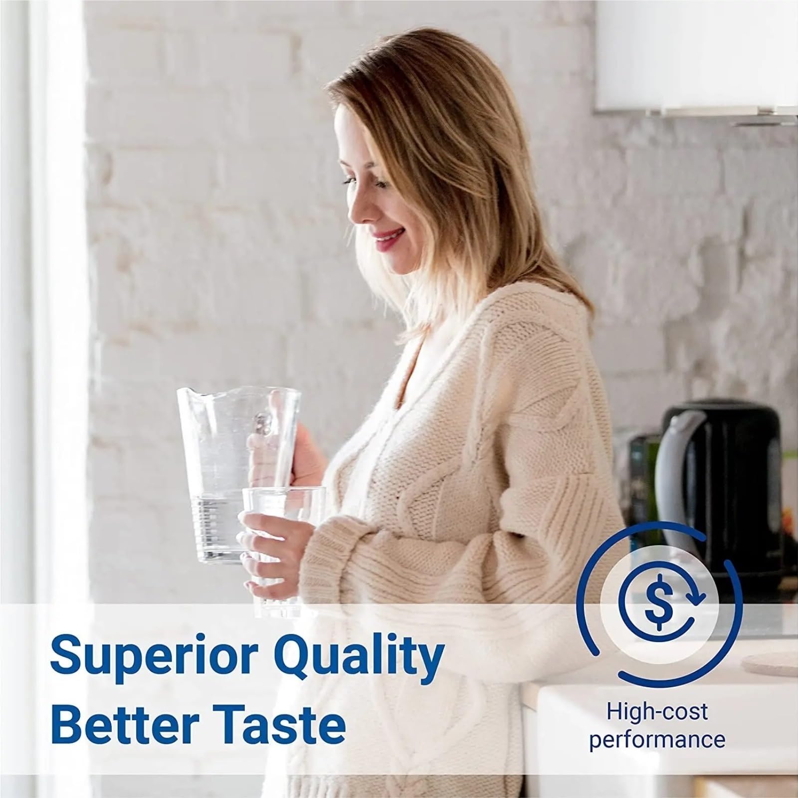 Cartuccia filtro acqua frigorifero, rimuove efficacemente cloro e odori, compatibile con produttori di ghiaccio, durata di servizio di 6 mesi, adatta for il modello PWF-1 (confezione da 2)