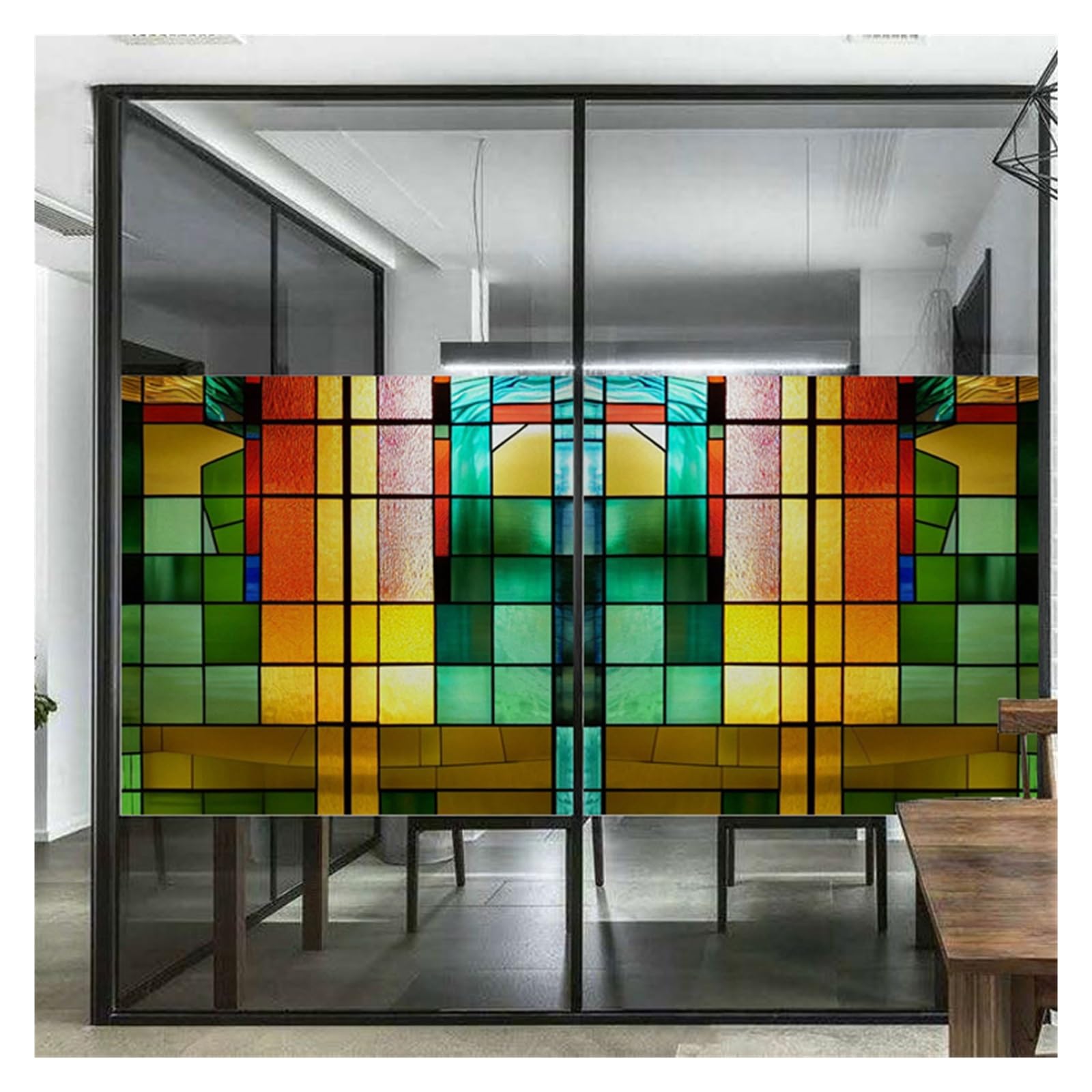 Película para Ventanas Película de ventana, películas de vitral esmeriladas, pegatinas estáticas adhesivas Retro for privacidad, puerta de armario de baño, decoración del hogar, cubiertas de tragaluz(