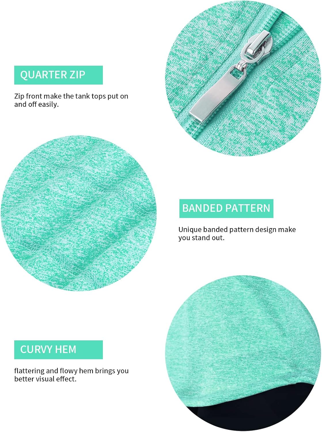 Tanst Sky Women's Sleeveless Golf Polo Shirts Quarter Zip Workout Tank Top Moisture Wicking Clothes - Image 3