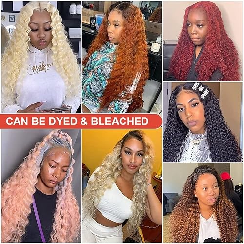 Miniatura 6 de Peluca frontal de onda profunda de 13 x 4 pulgadas con cabello de bebé, sin pegamento, densidad del 180 %, pelucas de encaje frontal transparente