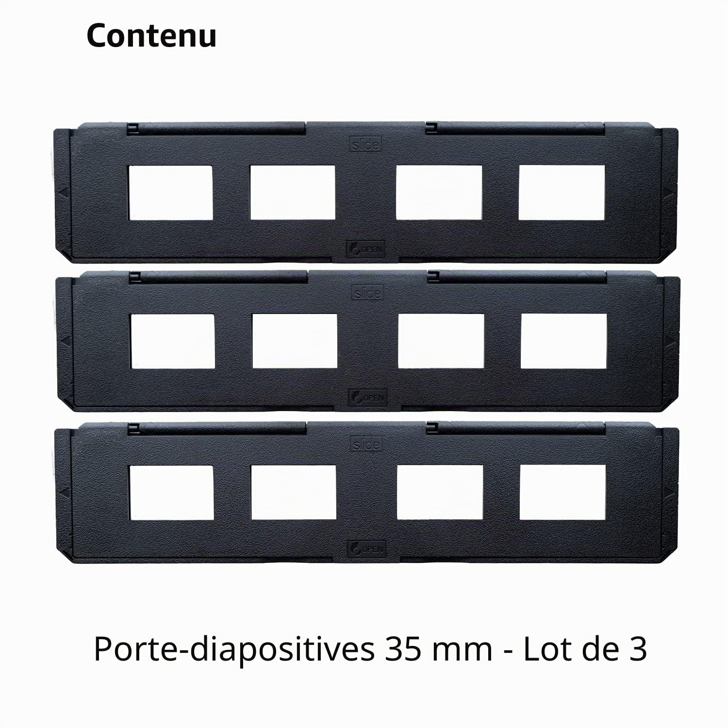 Magnasonic Lot de 3 Supports de Film Long pour scanners de Films compatibles de 35 mm, Peut contenir 4 Diapositives pour accélérer Le Temps de Traitement, Facile à Utiliser, aplatit et protège Les