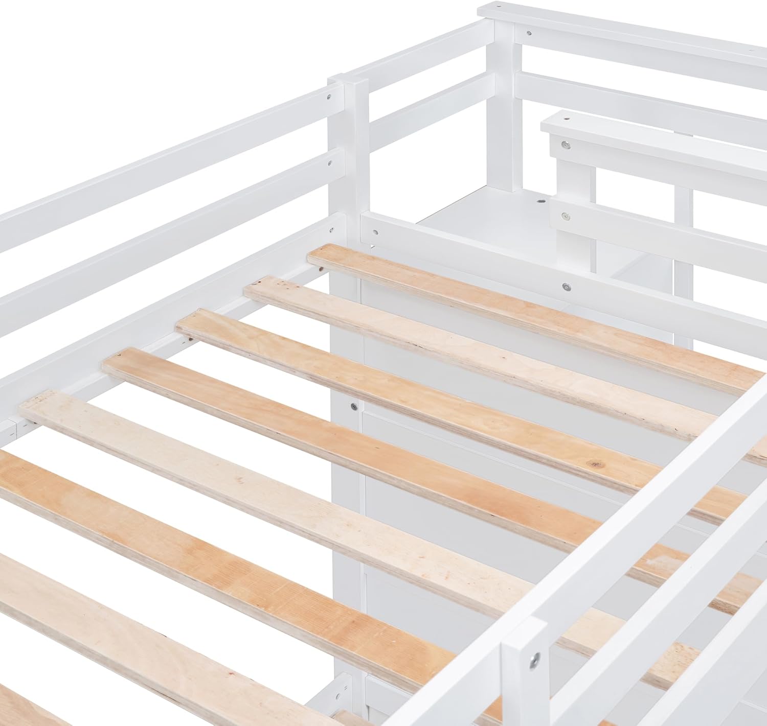 P PURLOVE Twin Over Twin Bunk Bed with Stairs and Trundle, Solid Wood Bunk Beds with Stairway Storage for Teens,Kids,White