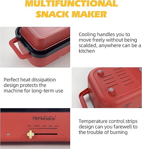 Miniatura 6 de Parrilla eléctrica multifuncional para hornear antiadherente con 3 bandejas intercambiables para Takoyaki Cake Pop/Mini panqueque/filete frito