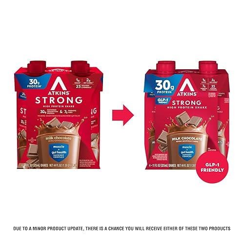 Miniatura 3 de Atkins Batido fuerte de alto contenido en proteínas, chocolate con leche, 1.06 oz de proteína, 0.18 onzas de fibra prebiótica, complejo de apoyo