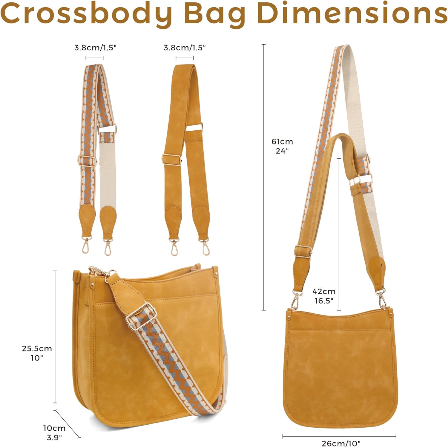 Women's Crossbody Bag with 2 Adjustable Straps- PU Leather Shoulder Handbag, Daily Essentials Purse - Image 6