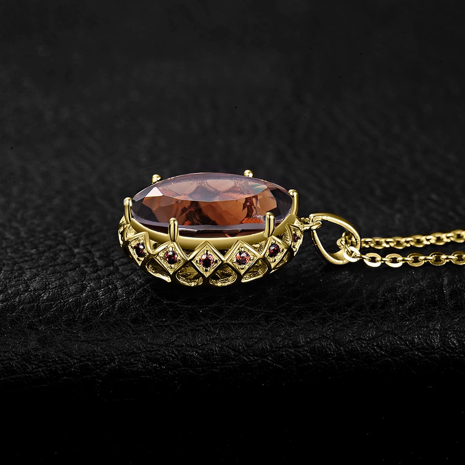 JewelryPalace Huge 8.5ct Oval Shape Natural Smoky Quartz Pendant Necklace for Women, 925 Sterling Silver Necklace for Her, Genuine Gemstone Jewelry sets 18 Inches Chain - Image 5