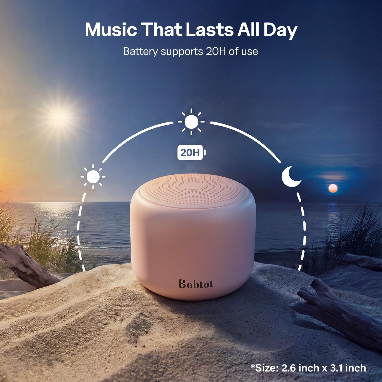 Bobtot Altoparlanti Bluetooth portatili con cinghia, facili da trasportare, mini altoparlante wireless IPX5 impermeabile con suono stereo forte, 20 ore di riproduzione, batteria ricaricabile
