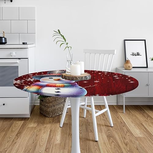 Miniatura 97 de Mantel redondo ajustado con diseño de mandala de flores, mantel circular bohemio y colorido con borde elástico, impermeable, lavable, de poliéster