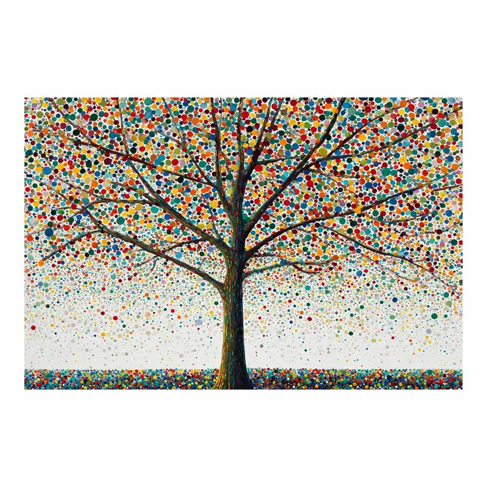 ZAMAEIU The tree of life Dotted trees flourish Canvas Paintings Abstract Tree,Wall Art Poster Modern Room Bedroom Home Decor Geometric Print Patterns(multicolored)-80x120cm Unframed