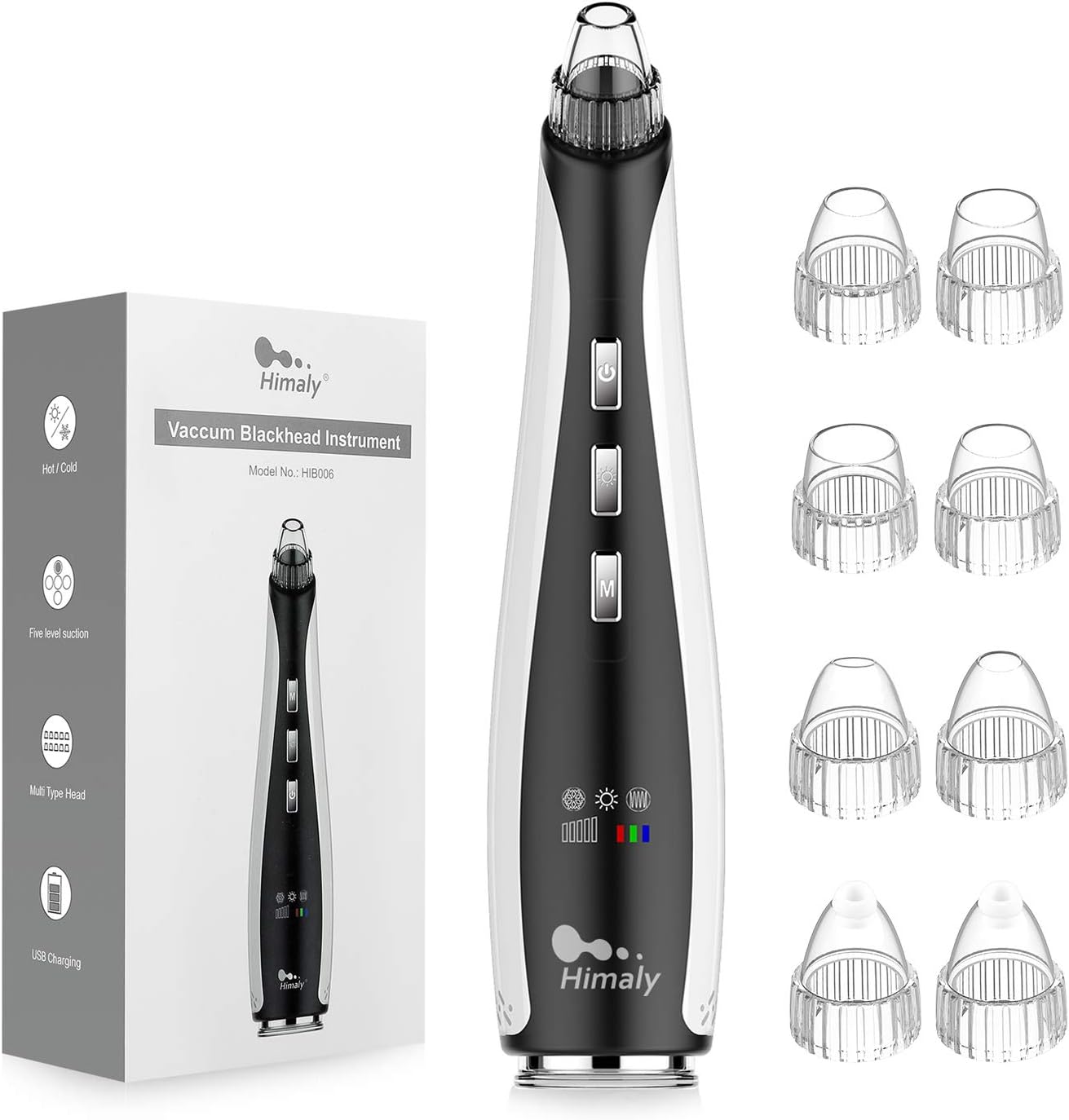 himaly Blackhead Remover Vacuum Pore Cleaner Electric Blackhead Whitehead Comedone Acne Suction Extractor Removal Tool with 8 Multi-functional Heads for Women and Men Facial Skin Treatment
