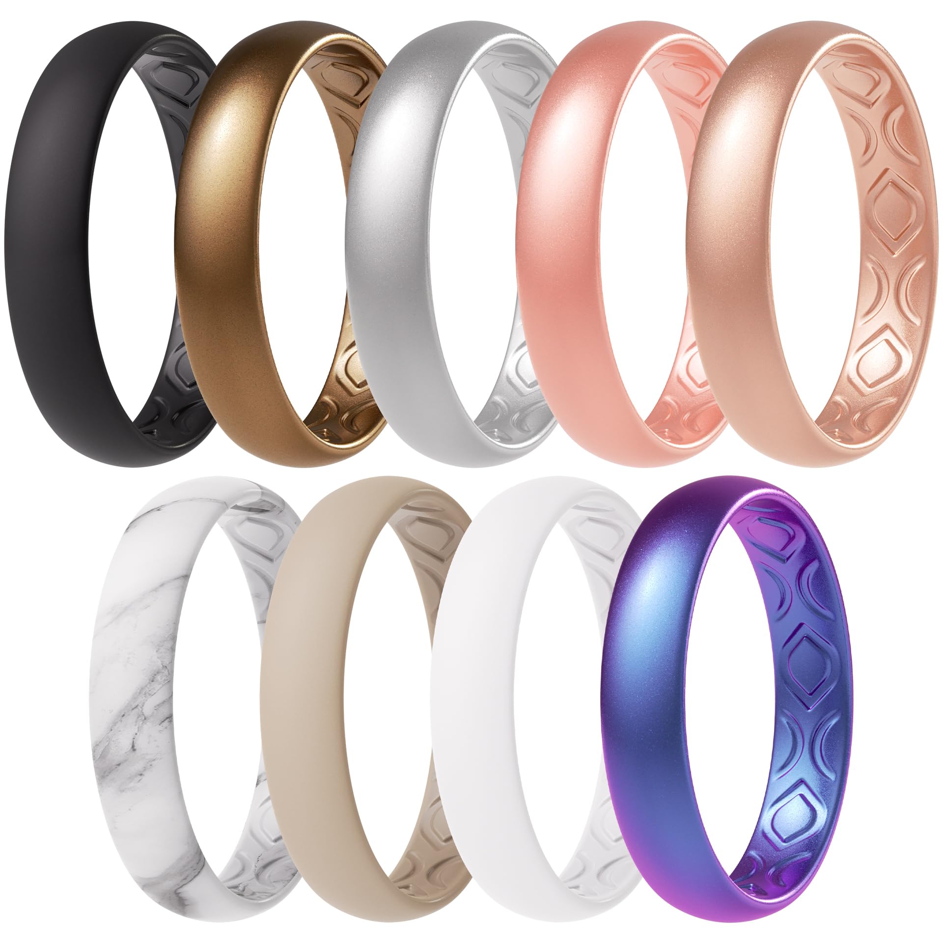 ThunderFit Women Breathable Silicone Bridal Rings Sets For Her, 4mm Wide