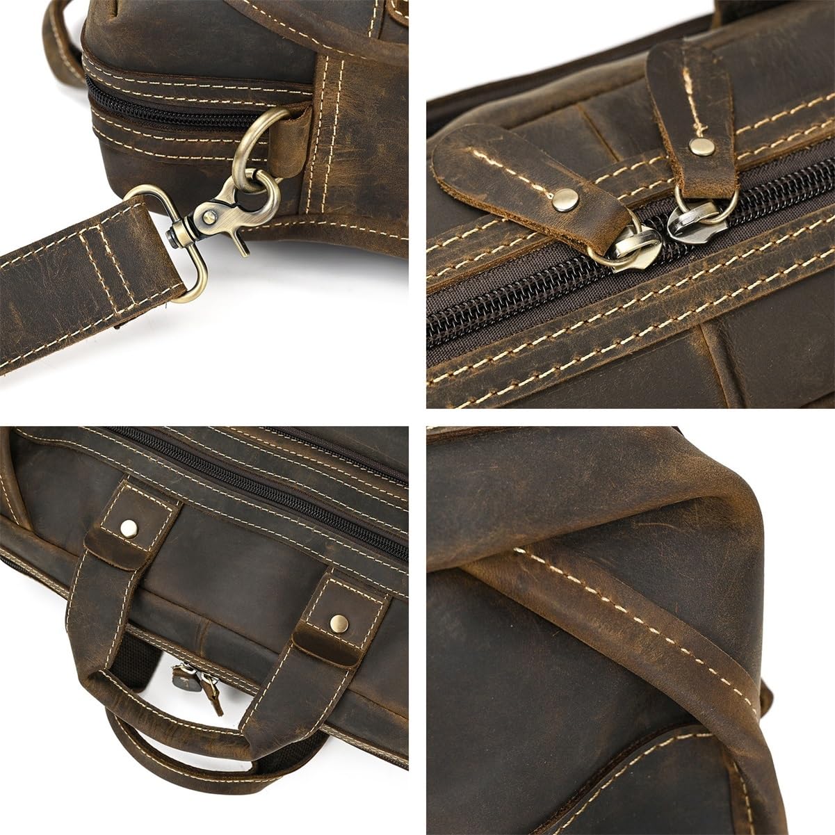 Borsa in pelle uomo, messenger vintage for laptop 15" con tracolla