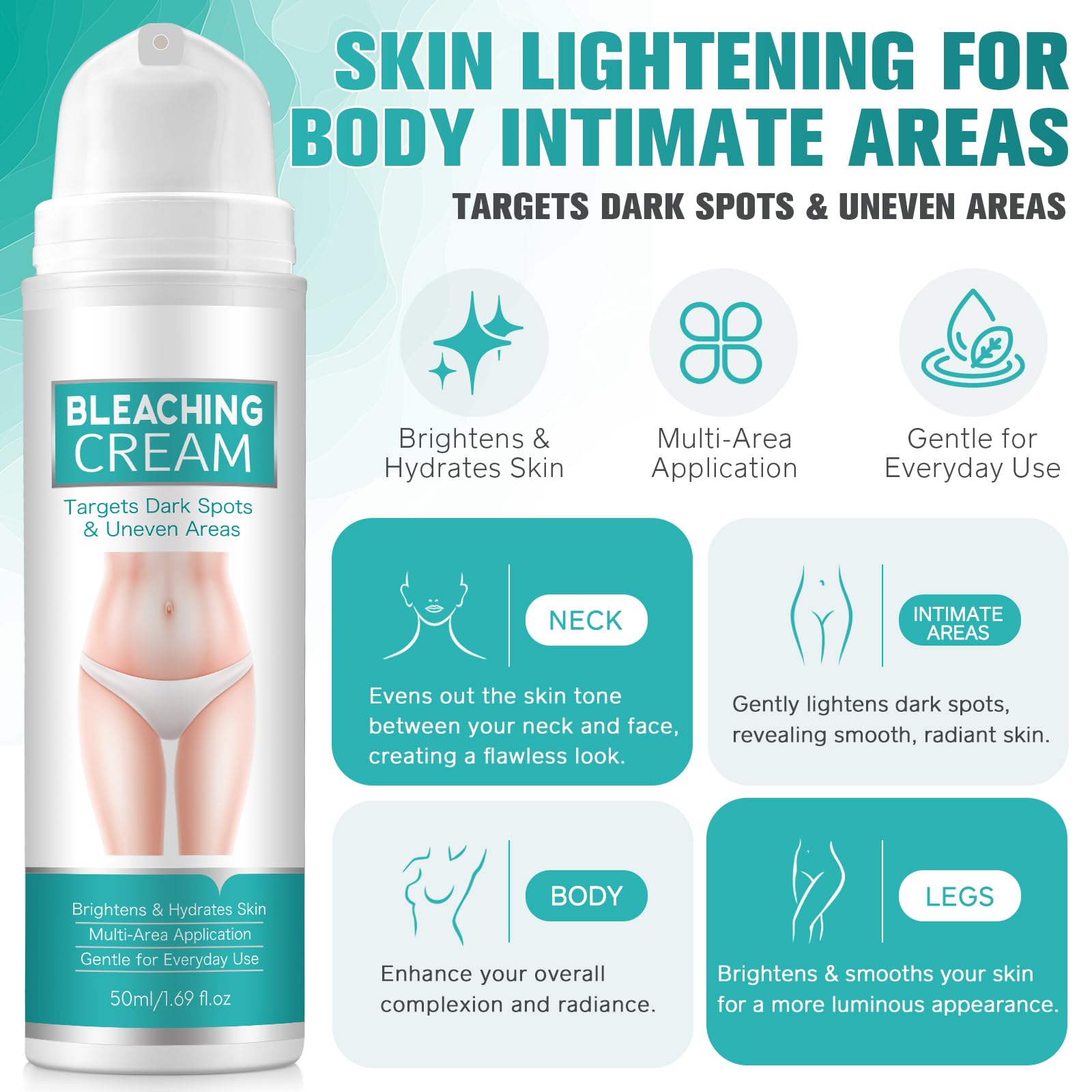 Skin Bleaching Cream Intimate Area, Intimate Area Dark Spot Corrector Lightening Cream for Body Underarms, Armpit, Knees - Image 4