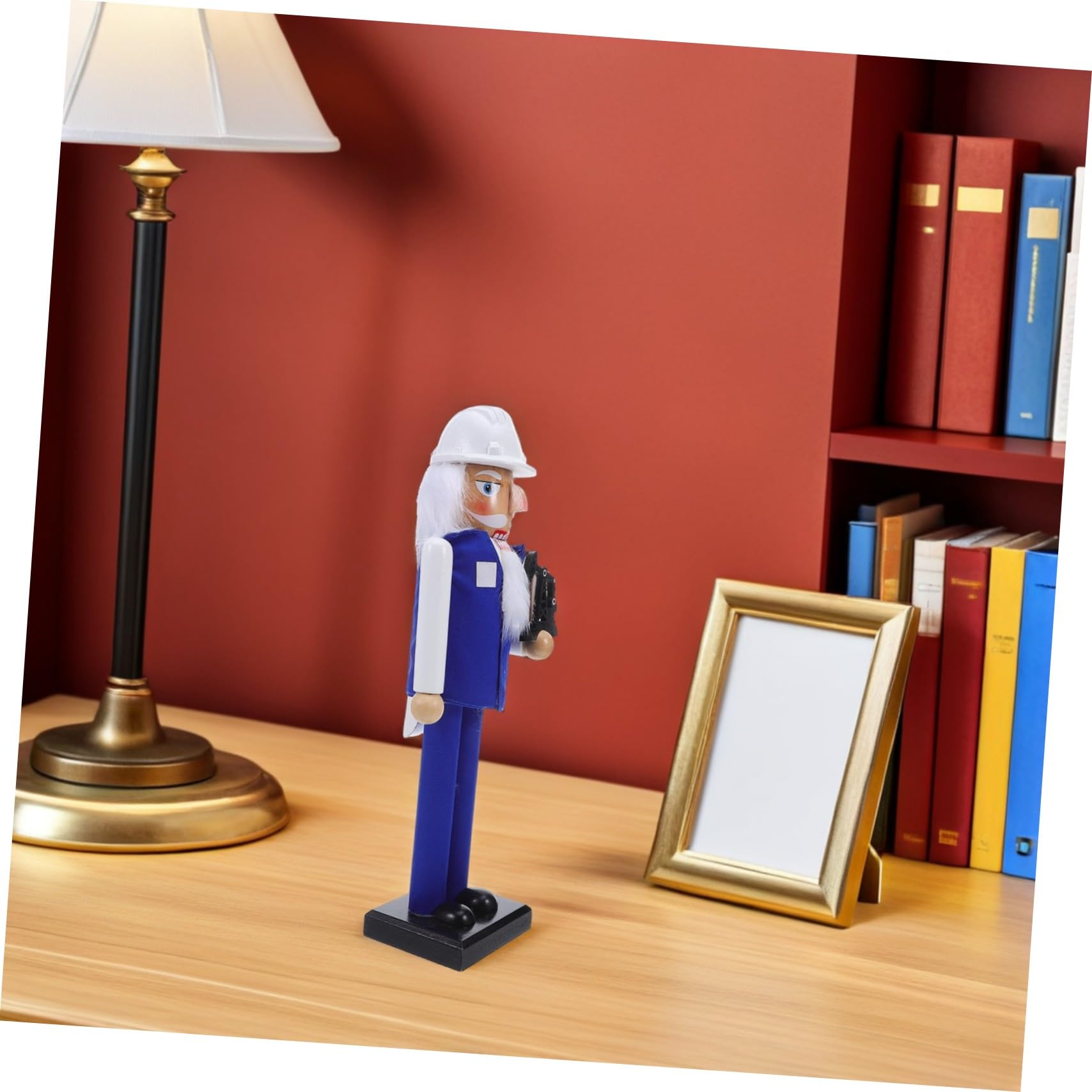 Gatuida Decorazione Ingegnere Schiaccianoci in Legno Blu Pupazzo Soldato Natalizio Statua da Tavolo per Festa di Natale Decorazione da Scrivania Robusto e Stabile