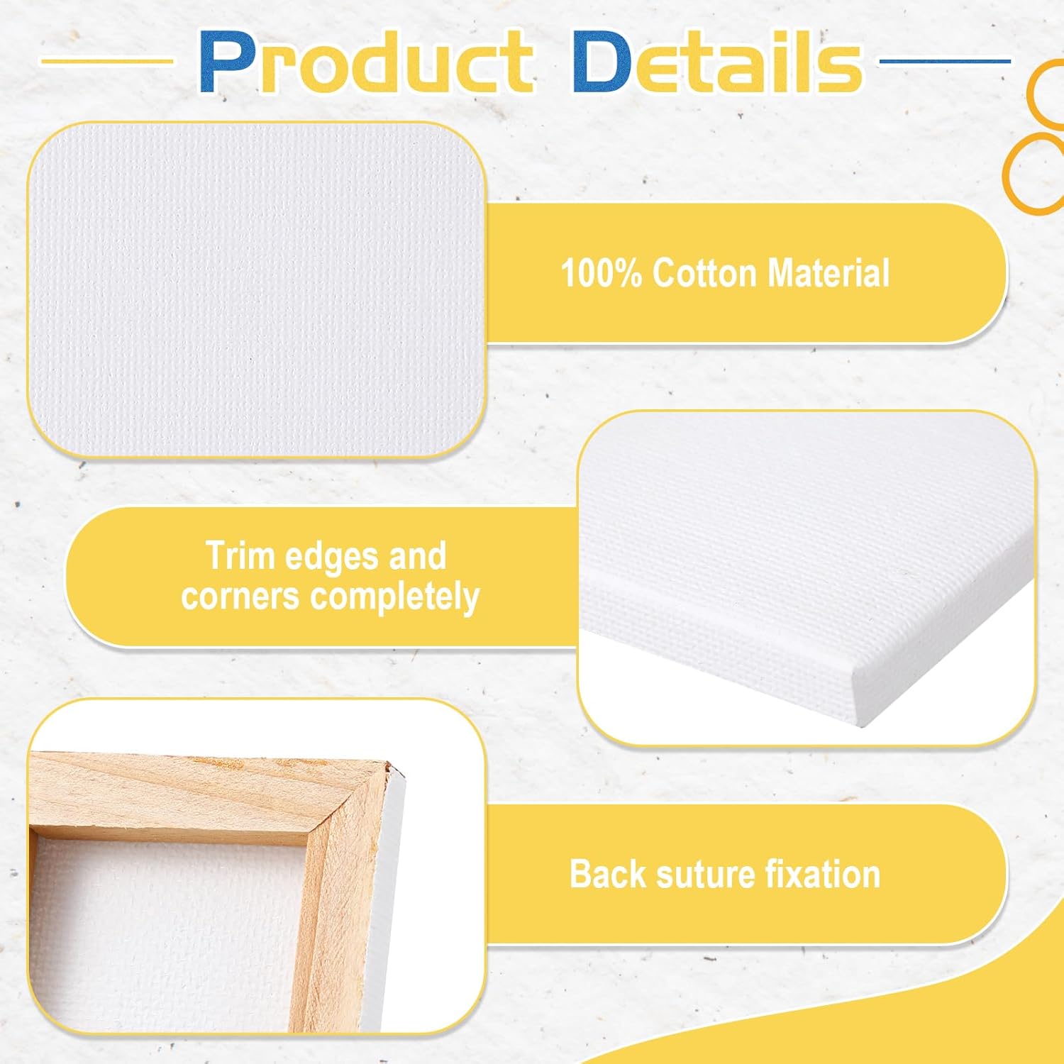 Maitys 100 Pcs 2 x 2 Inch Mini Canvas Panels Bulk Small Stretched Canvas Blank Square Boards for Painting Teenagers Art Kids Craft Oil Acrylics