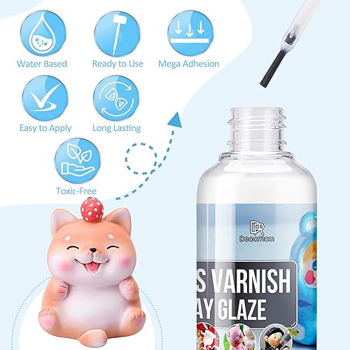 Miniatura 2 de Air Dry Clay Glaze  Barniz de arcilla de 7 onzas  6.8 fl oz, esmalte de arcilla polimérica, sellador de escultura de arcilla de alto brillo para