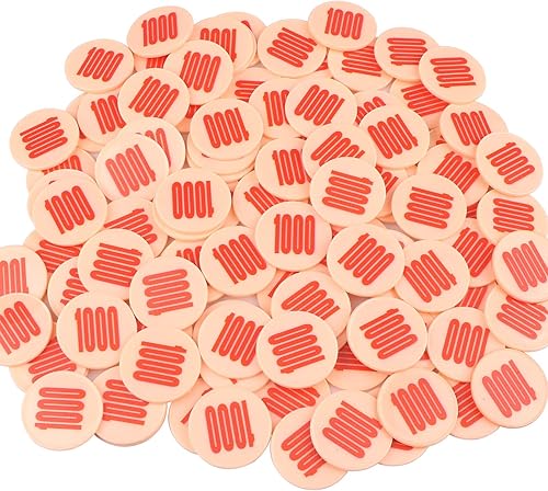 Vista 17 de Juego de 100 fichas de póquer – Monedas circulares de plástico de 1.58 pulgadas para juegos y contar, 0.16 oz cada una, accesorios perfectos
