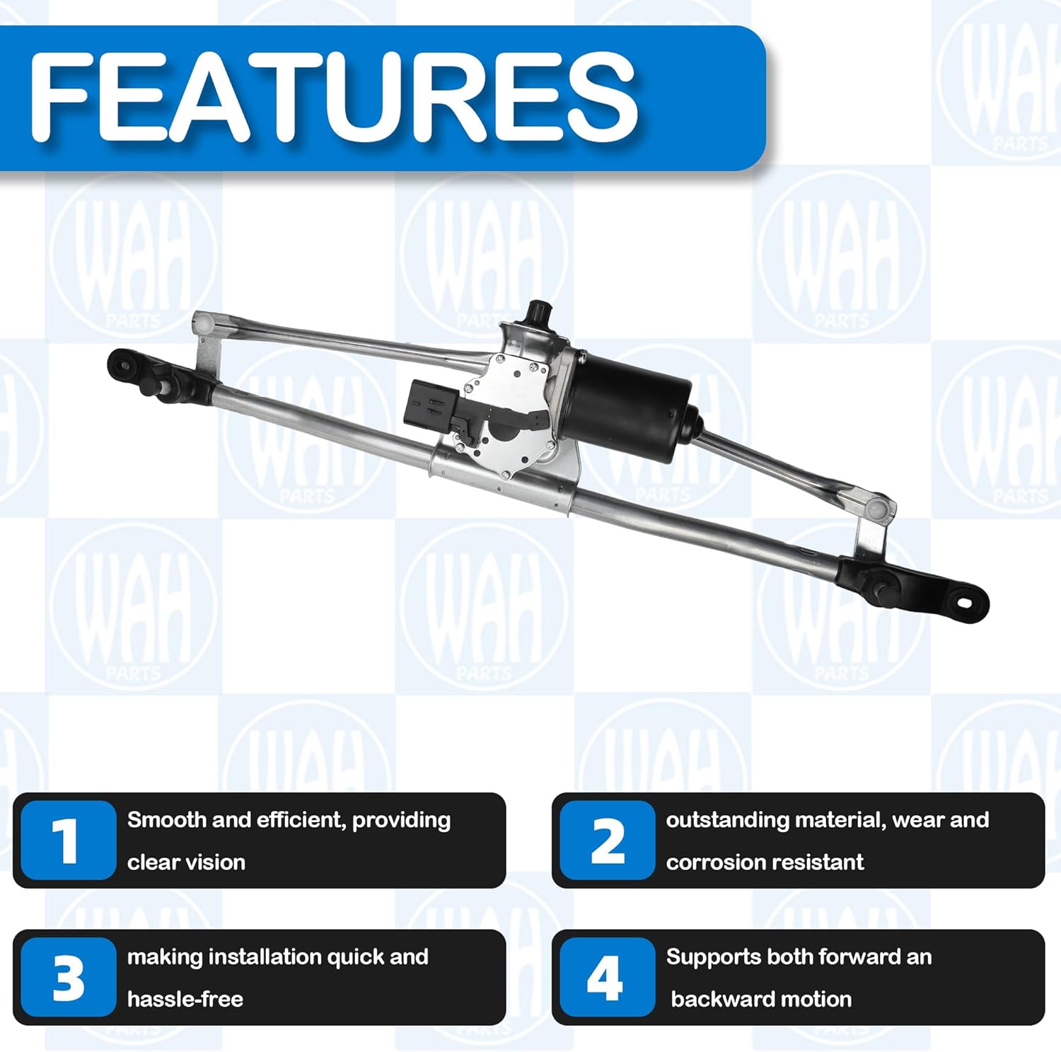 Front Windshield Wiper Motor and Linkage Assembly Compatible With 2007-2018 Jeep Wrangler Replace 55077859AB 55077859AD