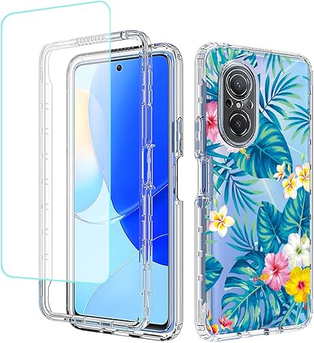 sidande Funda para Nova 9 SEHonor 50 SE JLN-LX1 JLN-LX3 con protector de pantalla de vidrio templado cuerpo completo transparente floral funda