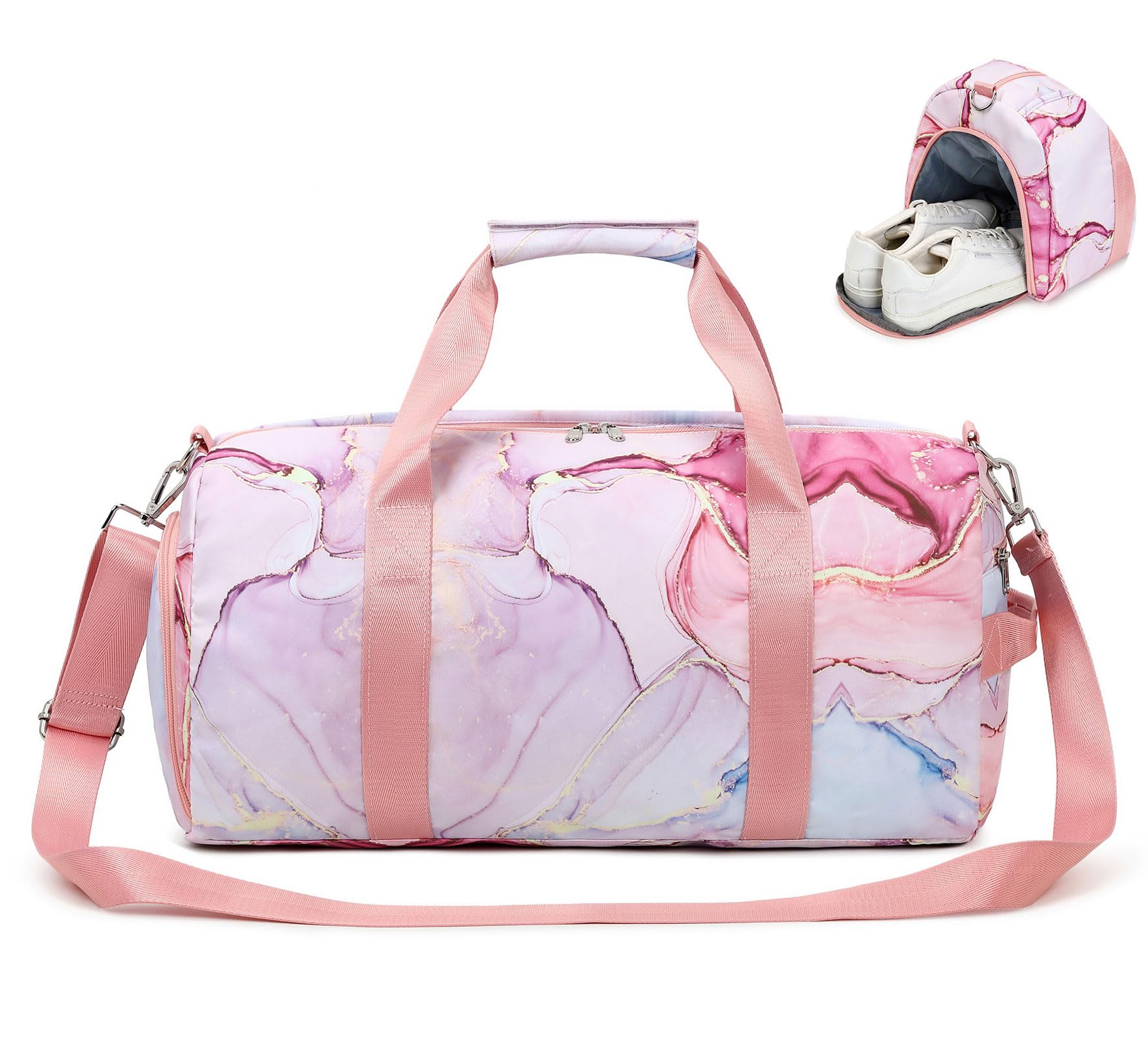 LOIDOU Dance Bag for Girls, Kids Duffle Bag with Shoe Compartment & Dry Wet Pocket, 20L Waterproof Gym Duffle Bags for Women, Ballet Competition &