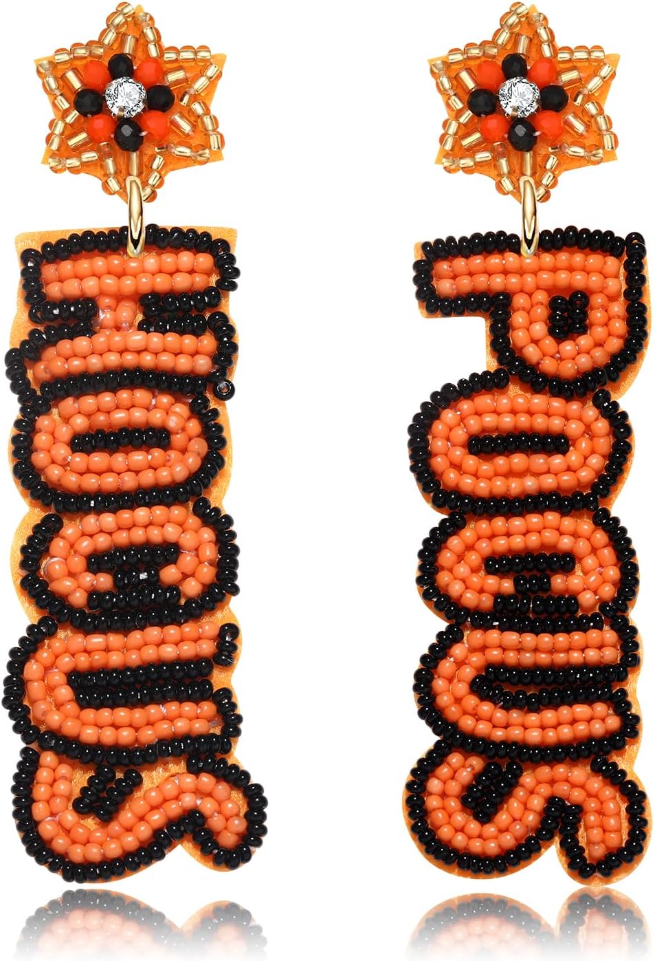 NVENF Halloween Earrings Spooky Beaded Ghost Pumpkin Dangle Earrings for Women Handmade Bead Drop Earring Studs Costume Themed Party Jewelry Gifts (HOCUS POCUS)