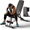 FitinOne Weight Bench Foldable Adjustable Multifunctional Training Bench Incline Bench for Full Body Workout 6-in-1 Fitness Bench for Home or Gym 300 kg Weight Capacity