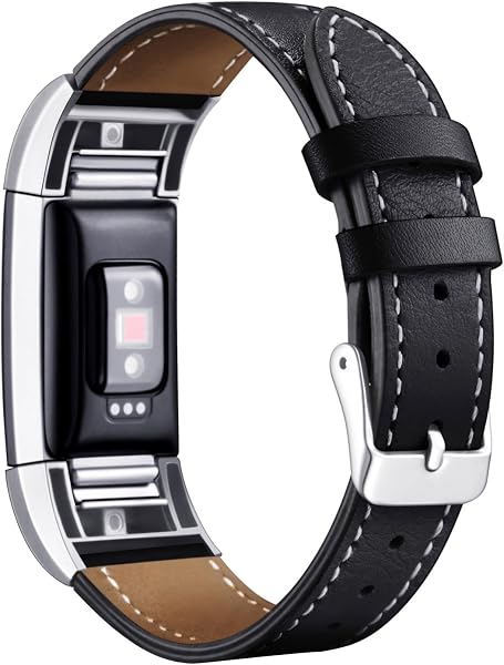Mornex Correa de Cuero Genuino Compatible Charge 2, Correa Ajustable Correas de Recambio Pulseras Pulsera Banda de Actividad Física con Conectores de Metal - 1