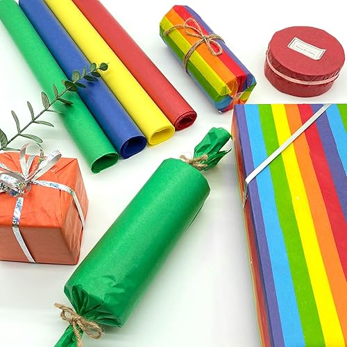 Miniatura 3 de Mauts-inus Papel de seda arcoíris de 130 hojas, colores clásicos del arco iris, papel de regalo para manualidades, fiestas y ocasiones