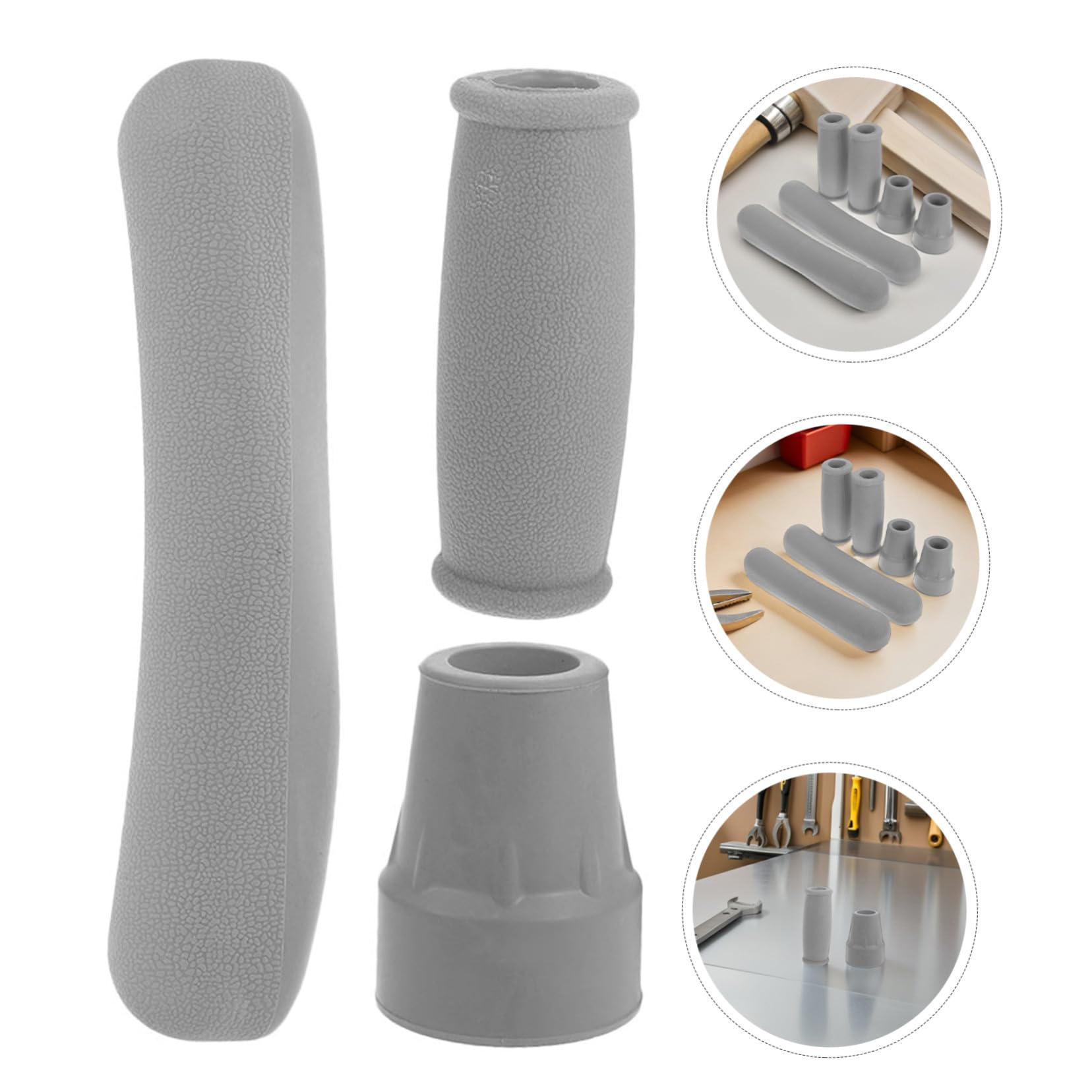 SHERCHPRY 4sets Cuscinetti Per Stampelle Imbottiti Con Coperture Per Impugnature Di Ricambio in Gomma e Punte Per Bastoni Da Passeggio Per Protezione Riparazione Degli Ausili Per Deambulazio