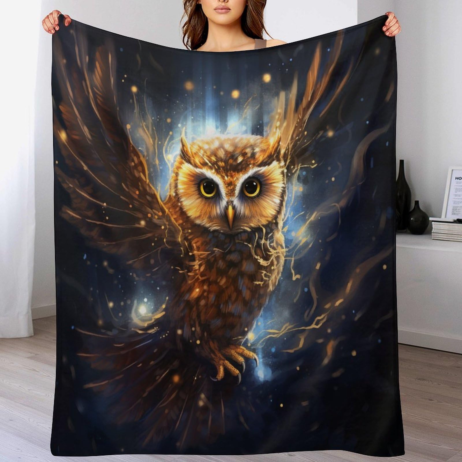 Couverture polaire en peluche hibou couverture en flannel super doux 180x200