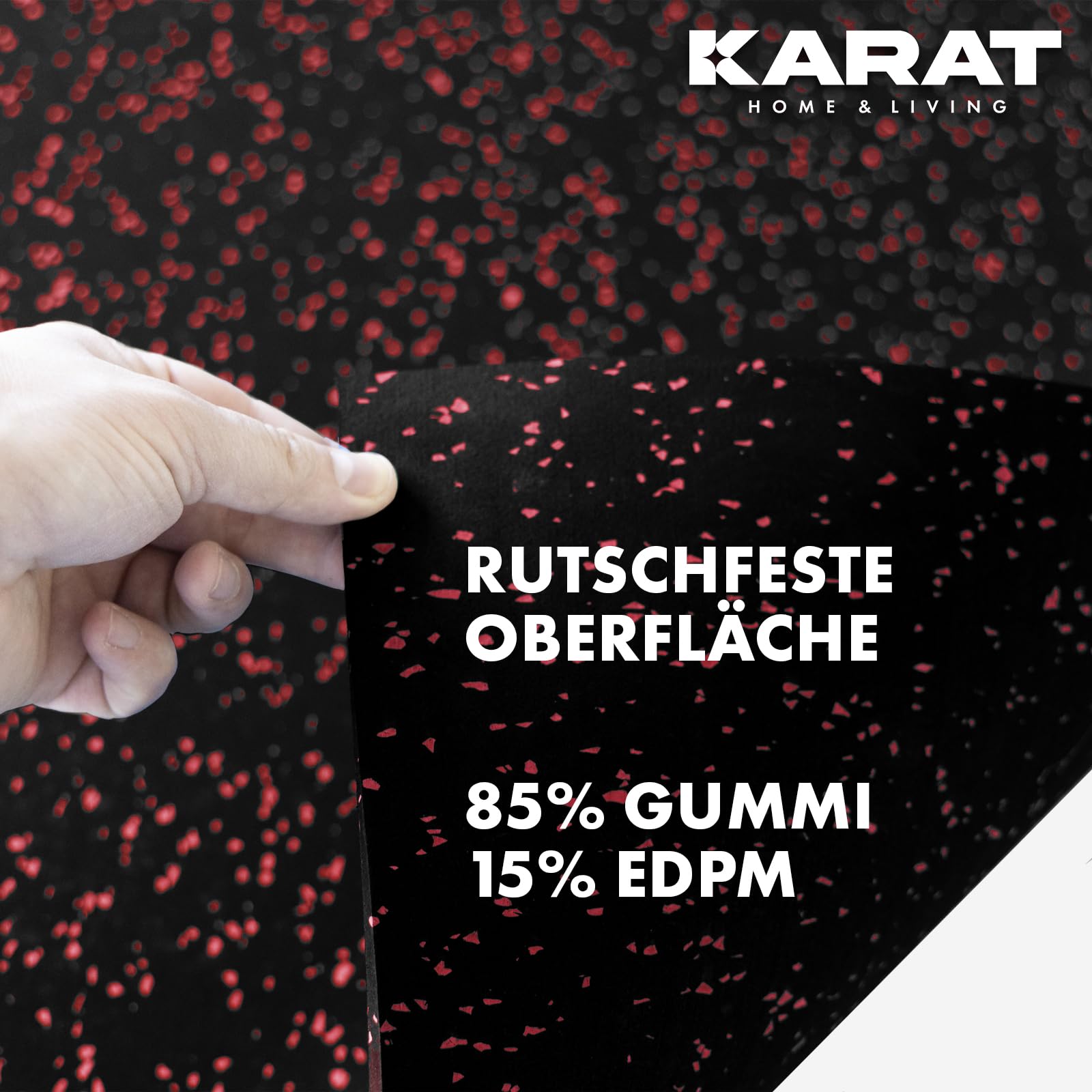 KARAT Bodenschutzmatte Fitnessgerät, Unterlegmatte für Crosstrainer, Laufband, Multifunktionsmatte Keller Trainingsmatte, Schall- und stoßdämpfende Antivibrationsmatte