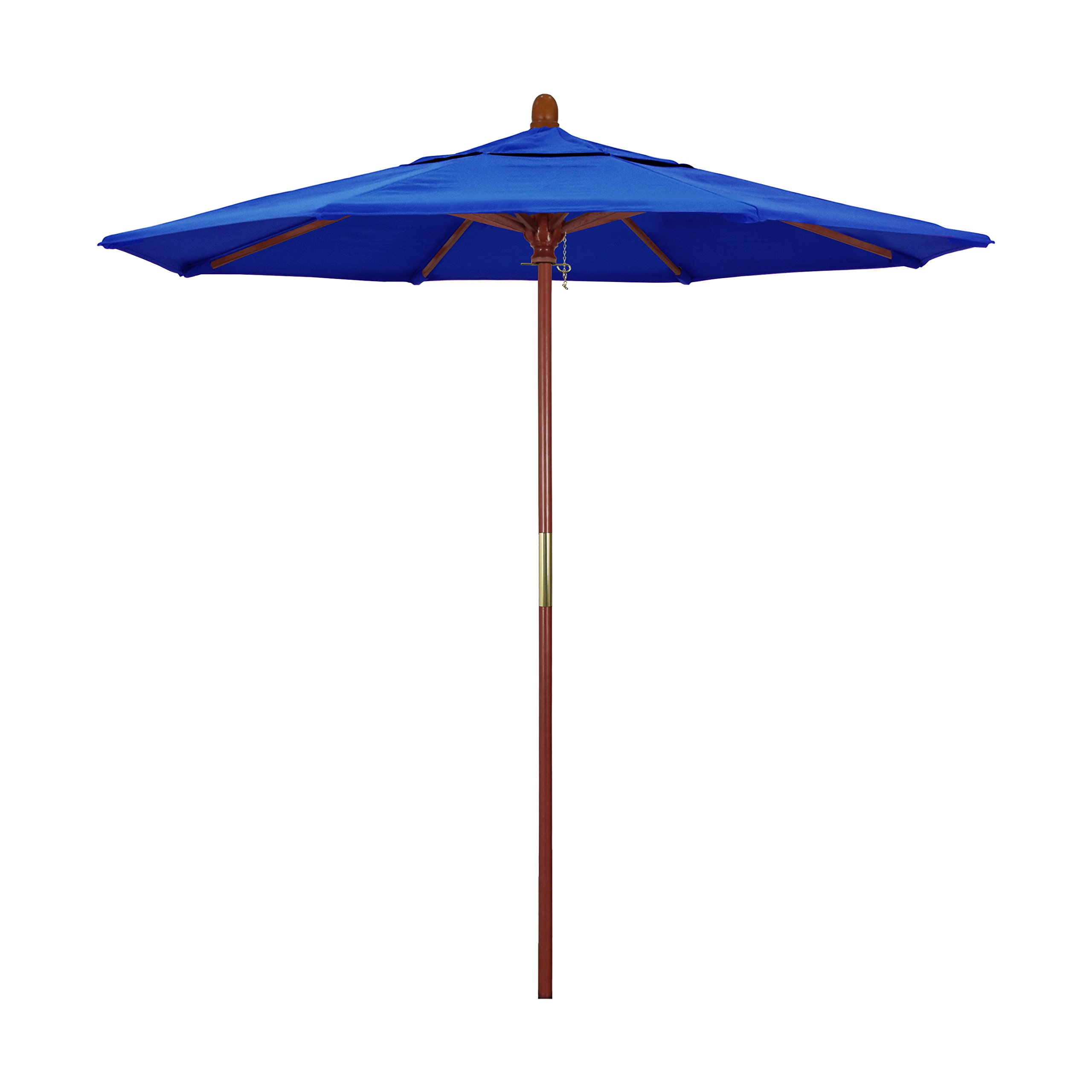 Photo 1 of California Umbrella 7.5' Round Hardwood Frame Market Umbrella, Stainless Steel Hardware, Push Open, Pacifica Pacific Blue