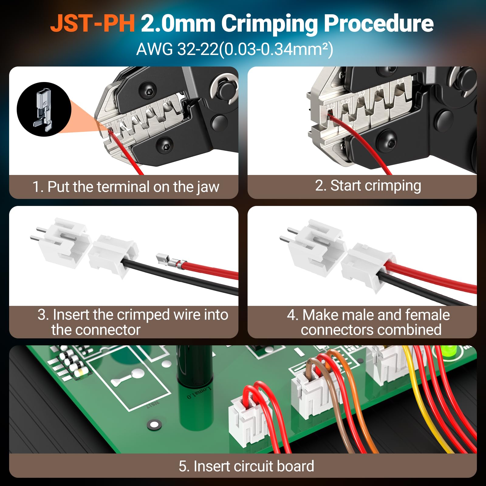 Preciva Kit di connettori per crimpatura, AWG28-16/0,08-1,5 mm², crimpatrice a cricchetto con 620 connettori e 1600 perni | Strumento di crimpatura per Dupont, JST, ATX, EPS, PCIE, serie SATA