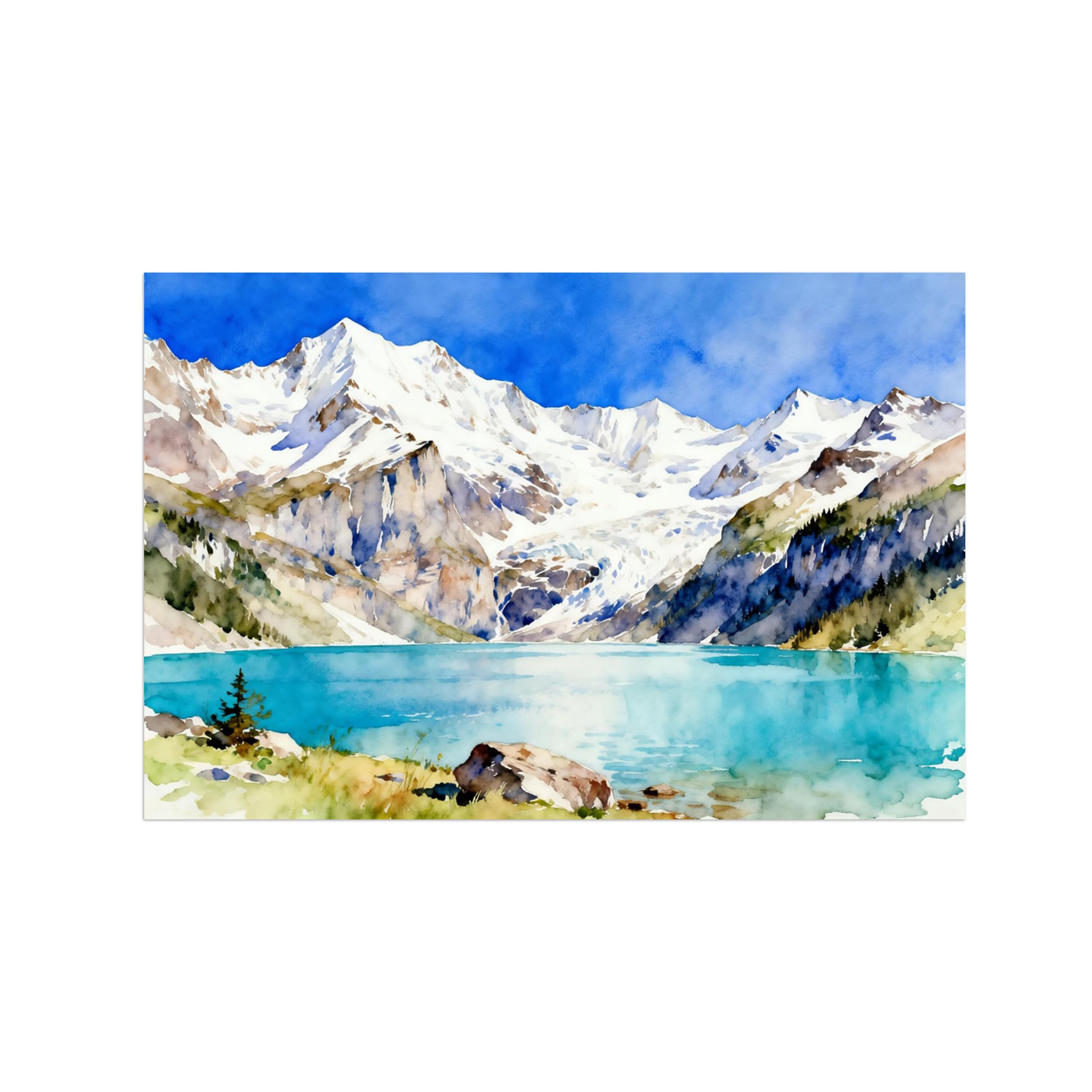 OZPWBVY Mountain Lake Landscape Canvas Wall Art Print Painting 50x75cm Unframed
