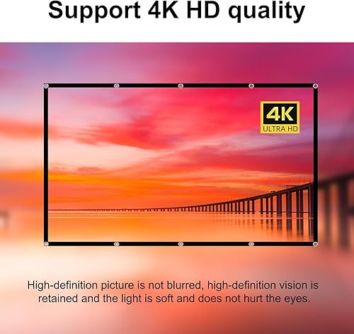 Miniatura 3 de TOWOND Pantalla de proyección de 100 pulgadas para interiores y exteriores, lavable, antiarrugas, 169, HD, pantalla de películas delanteras traseras