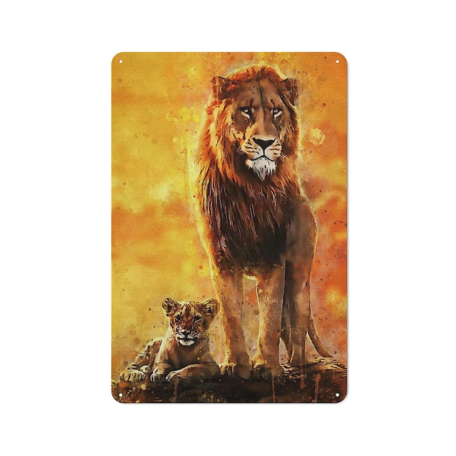 Icon Family Lion Cottage Style Metal Wall Decor 30x20cm, Decorative Tin Sign for Cottage, Kitchen, Hallway Or Breakfast Nook
