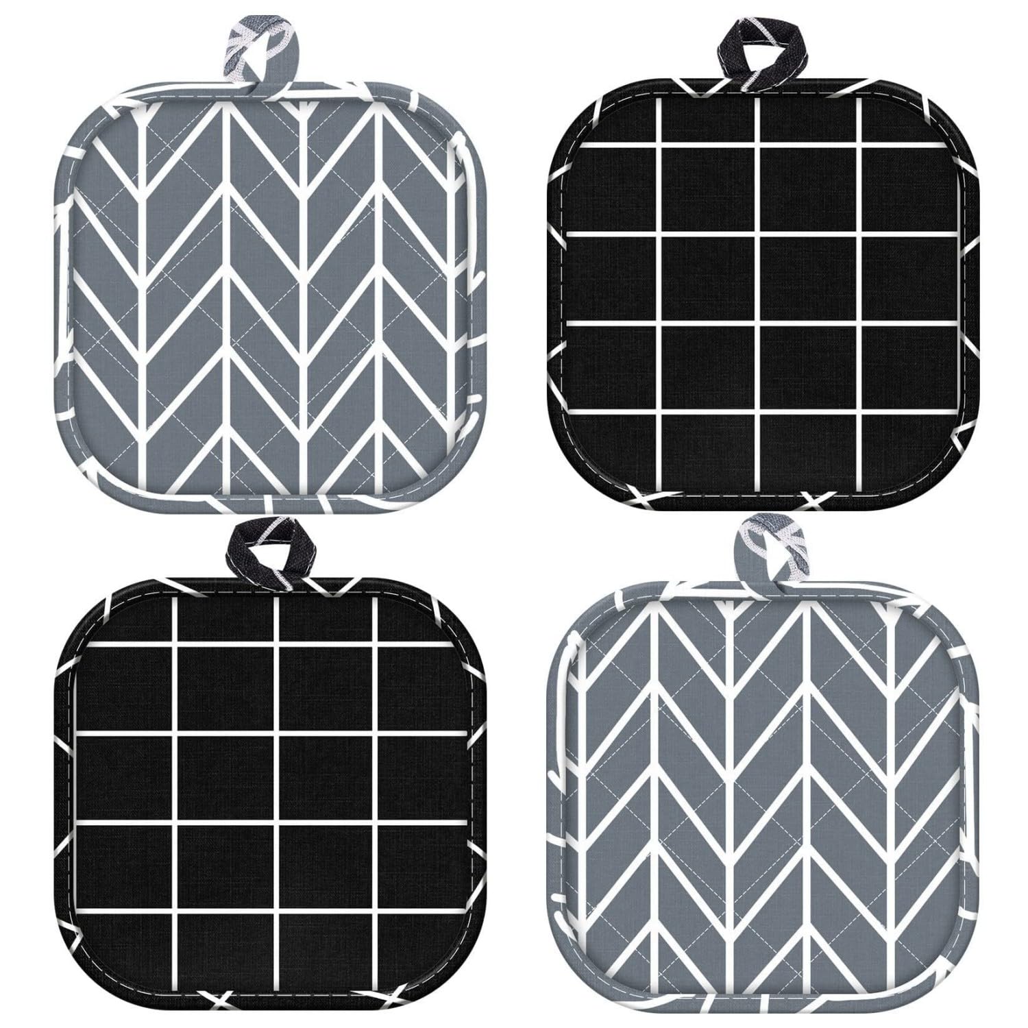 COYUN 4er Set Topflappen Baumwolle - 17x17cm Hitzebeständig & Waschbar