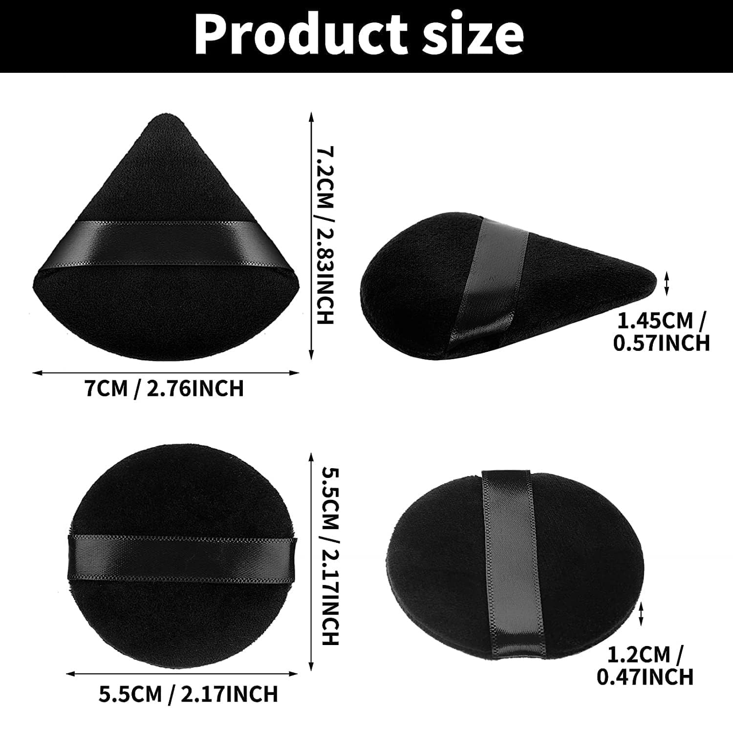 Beautiflame Triangle Powder Puffs Triangle Round Cosmetic Powder Puff Washable Reusable Soft Powder Sponge Wet Dry Makeup Tool (ROUND & TRIANGLE) 4