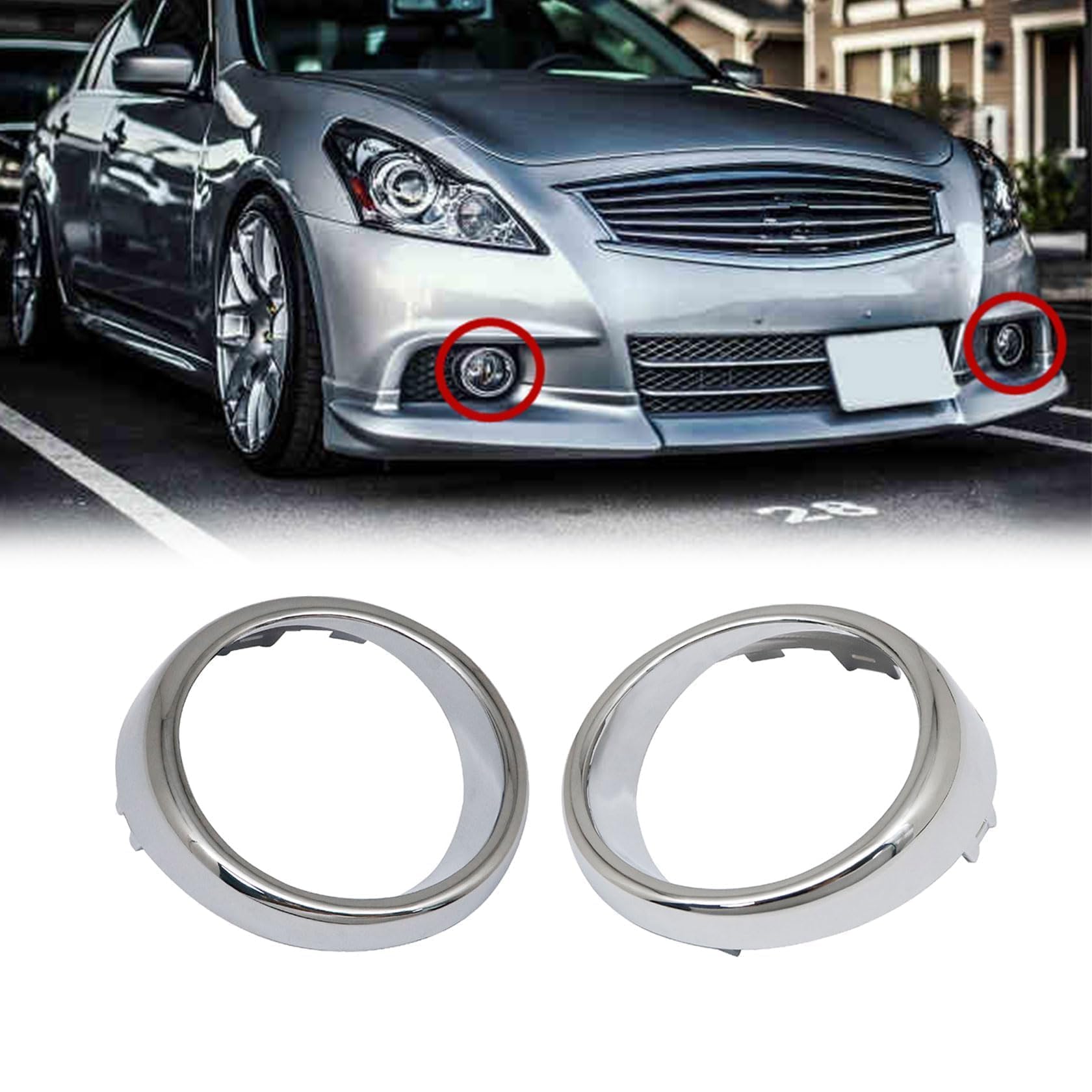 Photo 1 of FZJDSD Chrome Fog Light Bezel Trim Ring Fit for INFINITI G37 M56 2010-2014