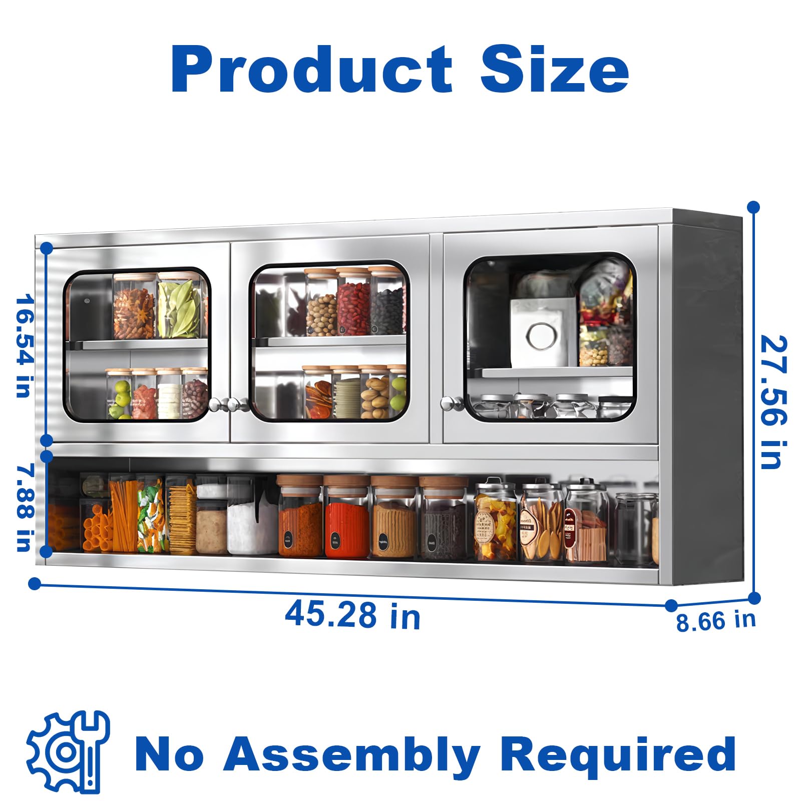 Amazon.com: ZZV Kitchen Wall Cabinet, Stainless Steel Wall Mounted