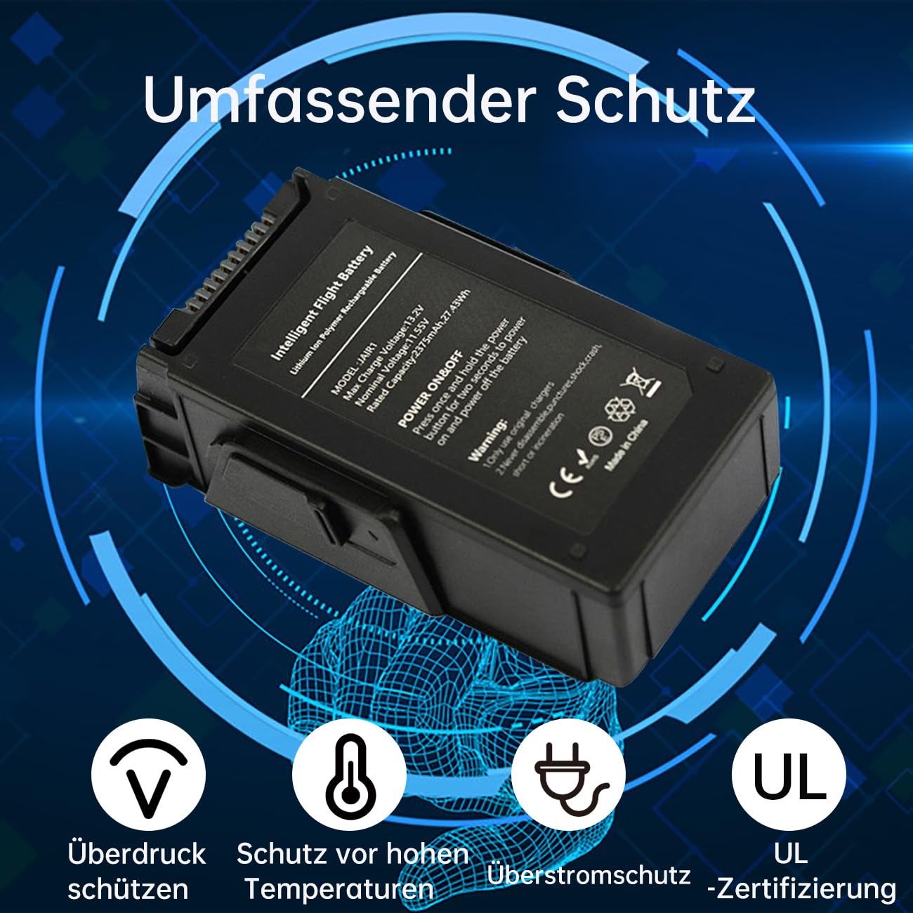 Intelligenter Flug-Akku für DJI Mavic Air, 2375mAh 21Mins Flugzeit Akku für DJI Mavic Air Drohne, Ersatzakku für DJI Mavic Air (nur für DJI Original Ladegeräte)