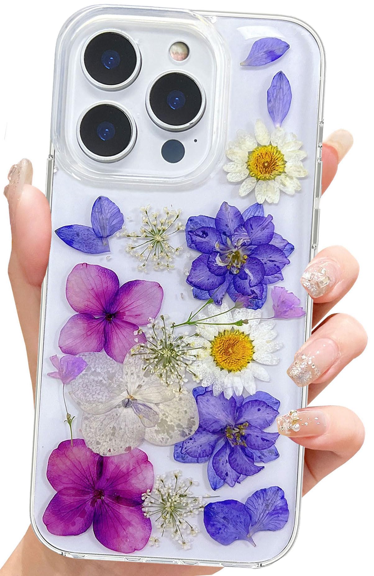 Abbery für iPhone 15 Hülle Blumen Muster Durchsichtig Mit Ge