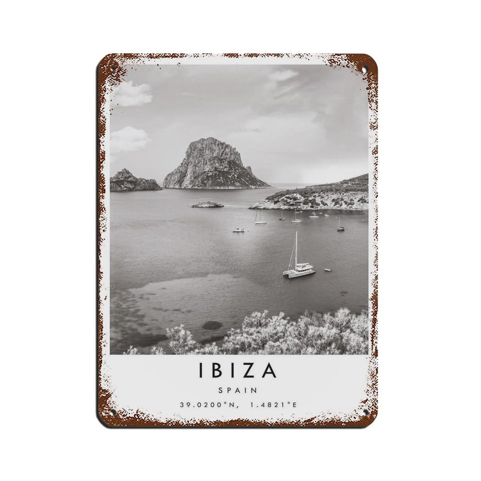Ibiza Travel, Ibiza Poster Tin Sign Vintage Metal Pub Club Cafe Bar Home Wall Art Decoration Poster Retro 12x16inch(30x40cm)